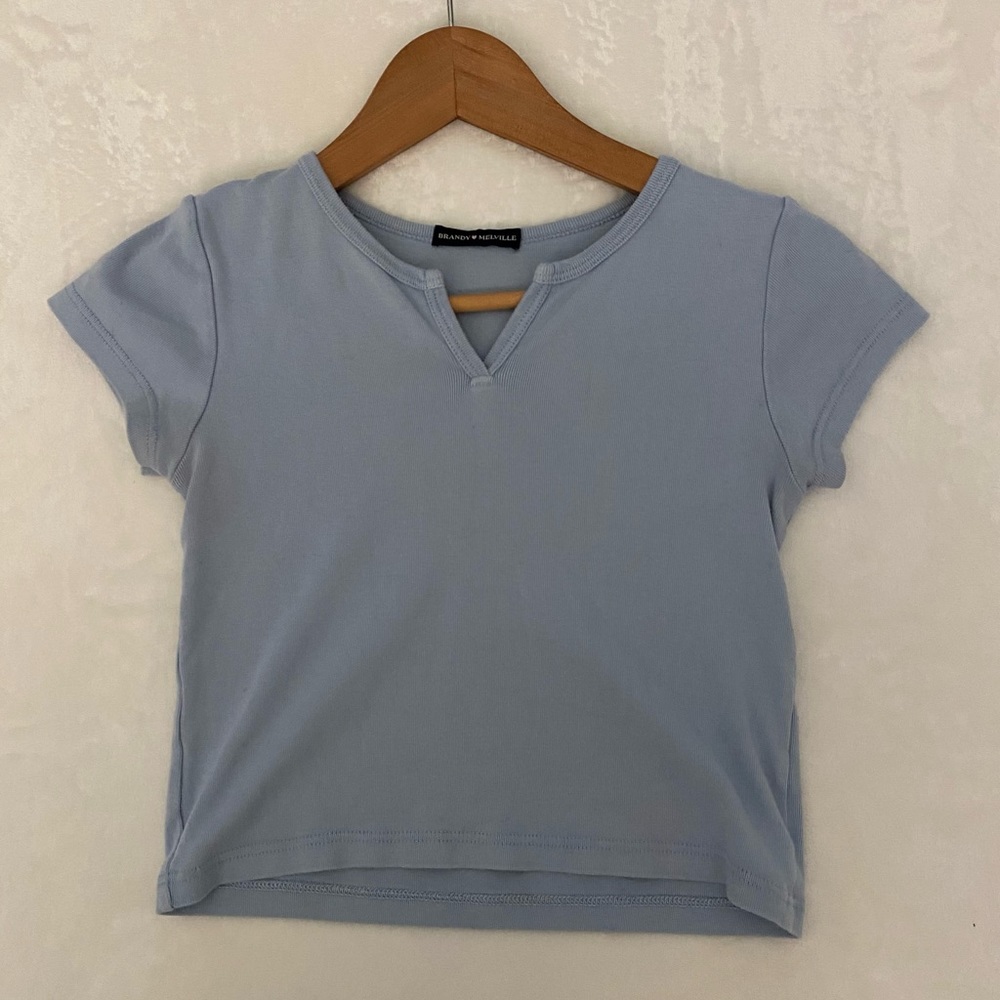 Brandy Melville Baby Blue Short Sleeve Crop Top